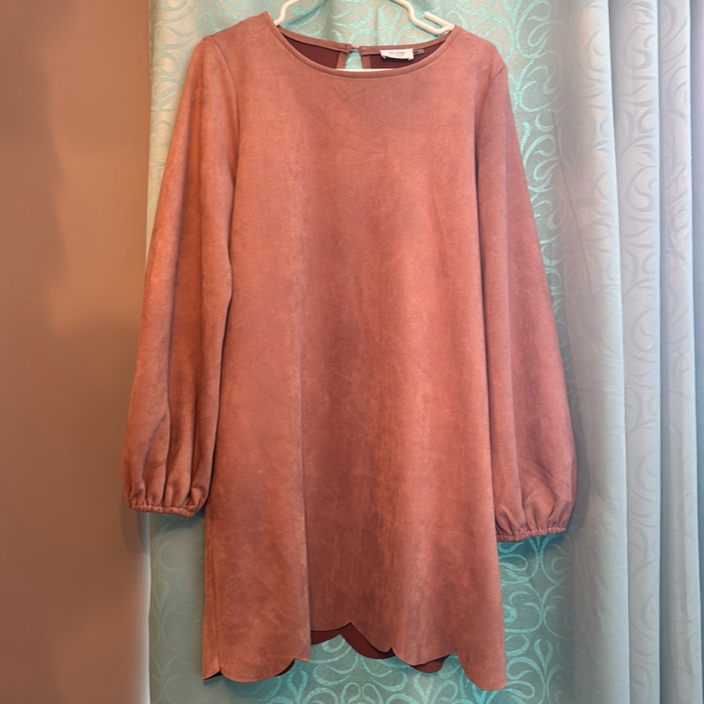 Suede dress with pockets